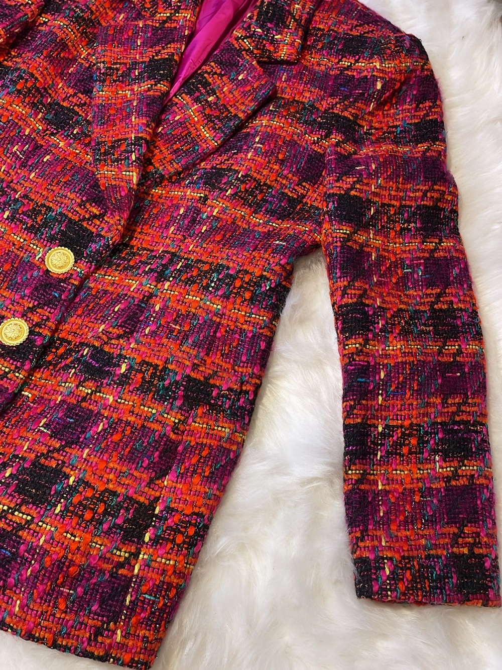 Dana Buchman Multicolor Tweed Blazer in Pink & Orange - Picture 3 of 6